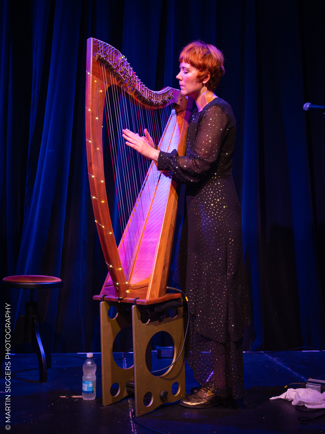 Pippa playing the harp