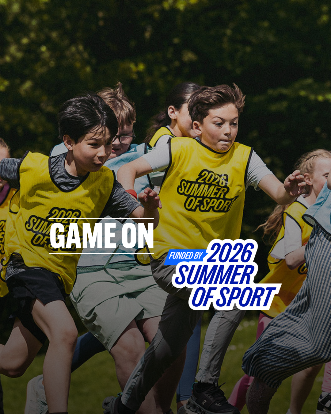 Woman coaching children at sport. Text saying: Free swimming and court bookings. 26 June - 16 August. 