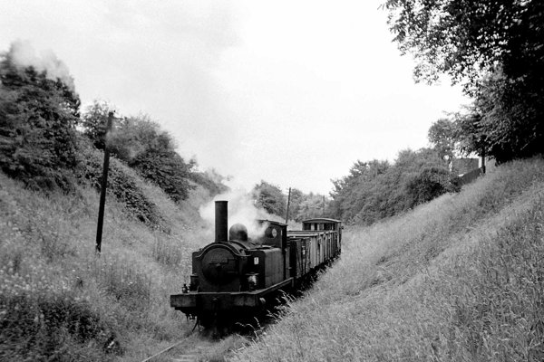 Daily goods train on the Monkland & Kirkintilloch line between Whitegates and Woodilee, 7 March 1960