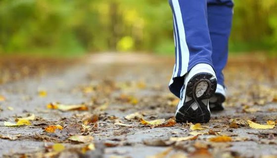 Feet walking in the leaves